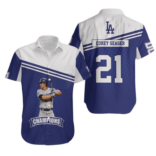 Los Angeles Dodgers Corey Seager Hawaiian Shirt, Dodgers Hawaiian