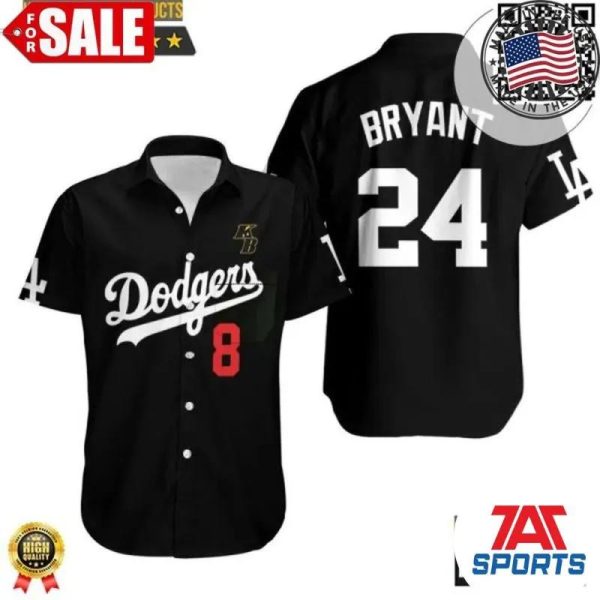 Los Angeles Dodgers Kobe Bryant 8 24 Black Hawaiian Shirt, Hawaiian Shirt Dodgers