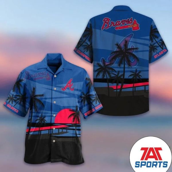 MLB Atlanta Braves Coconut Tree Twilight Hawaiian Shirt, Atlanta Braves Hawaiian Shirt