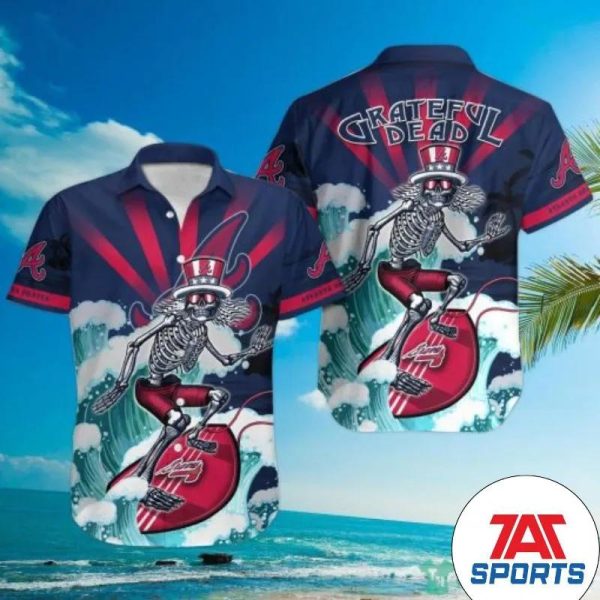 MLB Atlanta Braves Grateful Dead Surfers Hawaiian Shirt, Braves Hawaiian Shirt