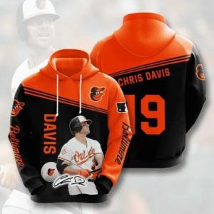 MLB Baltimore Orioles Chris Davis 3D Hoodie, Orange Orioles Hoodie