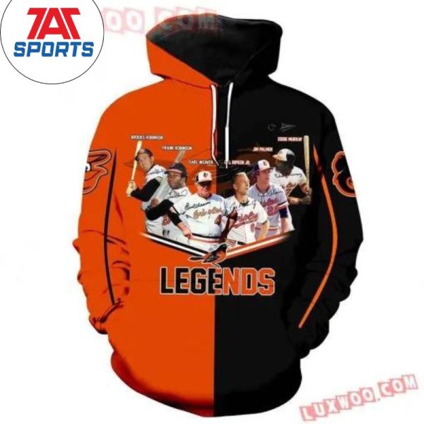 MLB Baltimore Orioles Legends 3D Hoodie, Orange Orioles Hoodie