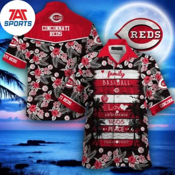 MLB Cincinnati Reds Family Baseball Style Hawaiian Shirt, Cincinnati Reds Hawaiian Shirt