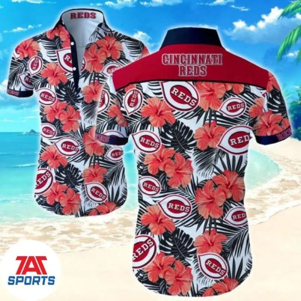 MLB Cincinnati Reds Hibiscus Flowers Summer Hawaiian Shirt, Cincinnati Reds Hawaiian Shirt