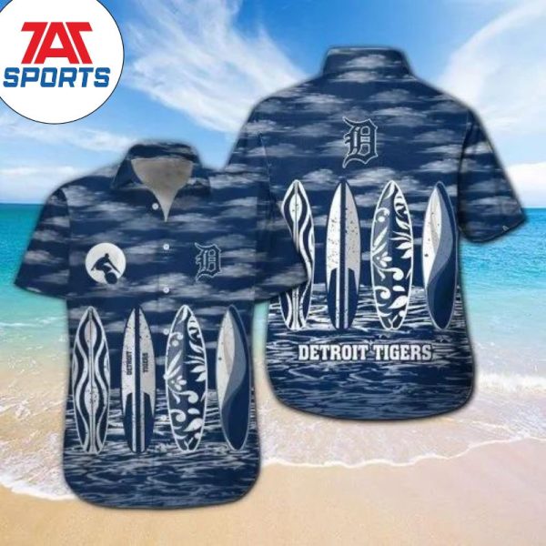 MLB Detroit Tigers Surfboard Summer Beach Hawaiian Shirt, Detroit Tigers Hawaiian shirt