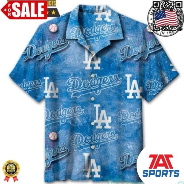 MLB Los Angeles Dodgers Logo Blue Hawaiian Shirt, Aloha Dodgers Shirt