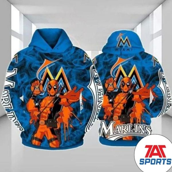 MLB Miami Marlins Deadpool Pullover Hoodie, Miami Marlins Hoodie
