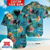 MLB Miami Marlins Custom Name Number White Hawaiian Shirt, Miami Marlins Hawaiian Shirt