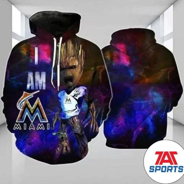 MLB Miami Marlins Groot Pullover Hoodie, Miami Marlins Hoodie
