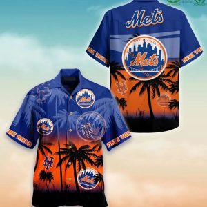 MLB New York Mets Coconut Tree Sunset Hawaiian Shirt