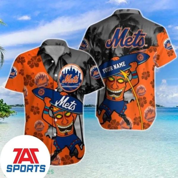 MLB New York Mets Surfboard Custom Name Hawaiian Shirt, New York Mets Hawaiian Shirt