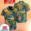 MLB San Diego Padres Custom Name Number Beige And Brown Stripes Hawaiian Shirt, San Diego Padres Hawaiian Shirt