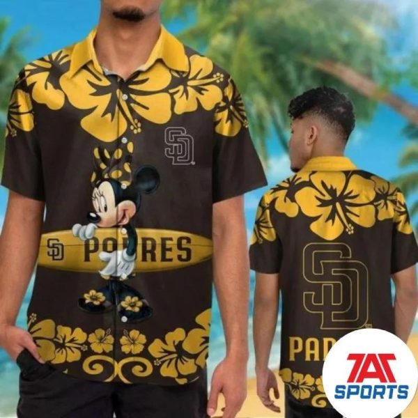MLB San Diego Padres Minnie Mouse Hawaiian Shirt, San Diego Padres Hawaiian Shirt
