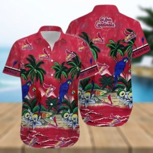 MLB St. Louis Cardinals Parrots Tropical Sea Hawaiian Shirt, St. Louis Cardinals Hawaiian Shirt