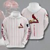MLB St. Louis Cardinals White 3D Hoodie, Cardinals Baseball Hoodie