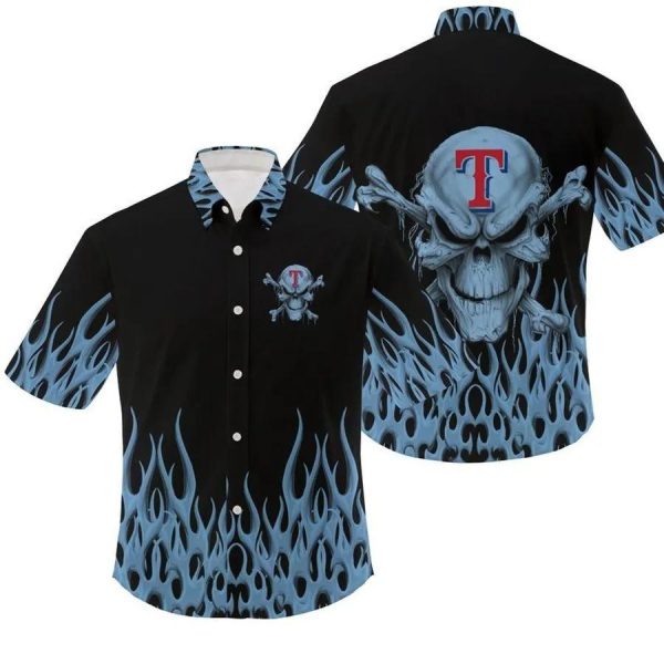 MLB Texas Rangers Skull Limited Edition Hawaiian Shirt, Texas Rangers Hawaiian Shirt