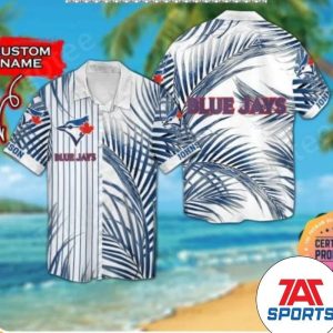 MLB Toronto Blue Jays Coconut Leaves Custom Name Hawaiian Shirt, Toronto Blue Jays Hawaiian shirt
