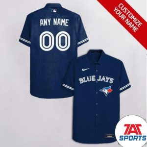 MLB Toronto Blue Jays Custom Name Number Dark Blue Hawaiian Shirt, Toronto Blue Jays Hawaiian shirt