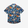 New York Mets Mini Print Logo Button Up Royal Hawaiian Shirt, Mets Hawaiian Shirt
