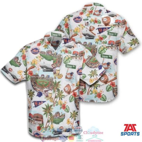 New York Mets MLB Stadium Palm Tree Hawaiian Shirt, Mets Hawaiian Shirt