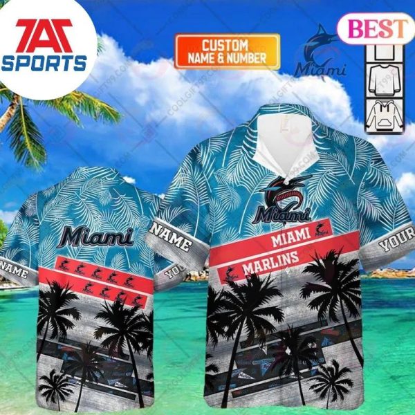 Personalized MLB Miami Marlins Palm Tree Hawaii Shirt, Miami Marlins Hawaiian Shirt
