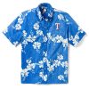 MLB Texas Rangers Tropical Leafy Flowers Hawaiian Shirt, Texas Rangers Hawaiian Shirt