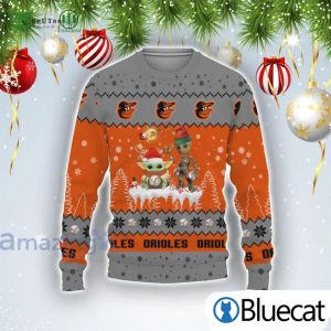 Baby Yoda Groot Cute Baltimore Orioles Ugly Christmas Sweater, Orioles Christmas Sweater
