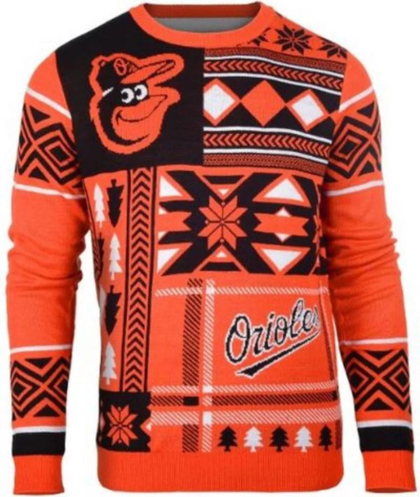 Baltimore Orioles Patches MLB Ugly Sweater, Orioles Christmas Sweater