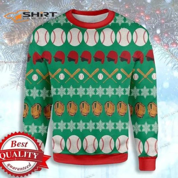 Baseball Pattern Santa Claus Ugly Christmas Sweater, Baseball Christmas Sweater