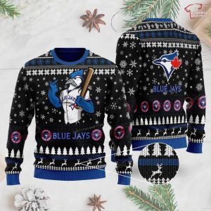 Baseball Team Toronto Blue Jays With Bj Birdy The Mascot Ugly Sweater, Blue Jays Ugly Sweater