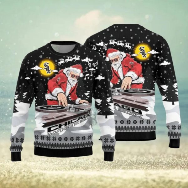 Chicago White Sox Christmas Funny DJ Santa Ugly Sweater, White Sox Christmas Sweater