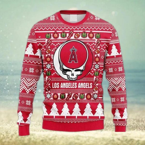 MLB Los Angeles Angels Grateful Dead Christmas Sweater, Los Angeles Angels Christmas Sweater