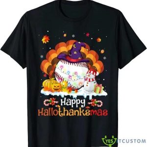 Baseball Happy HalloThanksMas Thanksgiving Christmas Gifts Shirt, Baseball Christmas Shirt