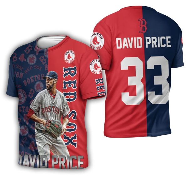 Boston Red Sox David Price 33 3D T-Shirt, Red Sox Player Shirt