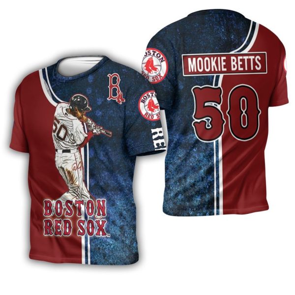 Boston Red Sox Mookie Betts 50 3D T-Shirt, Red Sox Player Shirt