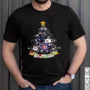 Chicago Cubs Christmas Tree Shirt, MLB Merry And Bright Christmas Shirt, Baseball Christmas Shirt