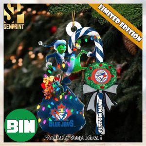 Christmas Gifts Toronto Blue Jays Mlb Custom Name Grinch Candy Cane Ornament, MLB Christmas Ornaments