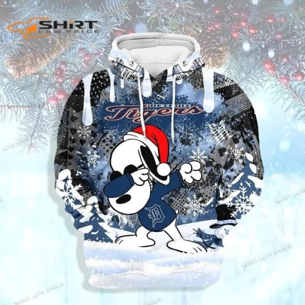 Detroit Tigers Snoopy Dabbing The Peanuts Sports Christmas 3D Hoodie, Detroit Tigers Pullover