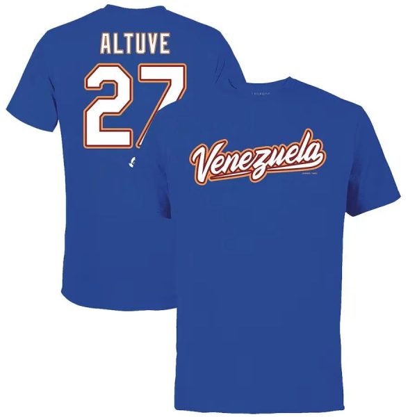 Jose Altuve Venezuela Baseball Name & Number Royal Shirt, Astros Baseball Shirt
