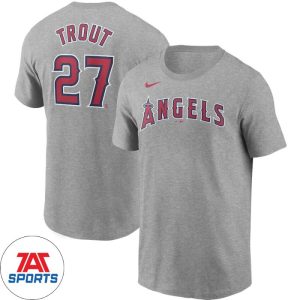 Los Angeles Angels Mike Trout Name & Number Gray T-Shirt, MLB Angels Shirt