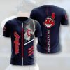 MLB Cleveland Indians Mascot Navy White 3D T-Shirt, Indians Baseball Shirt