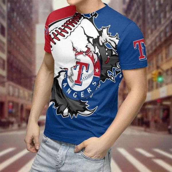 MLB Texas Rangers Stitching 3D T-shirt, Texas Rangers Baseball Shirt