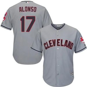 Cleveland Indians #17 Yonder Alonso Replica Grey Road MLB Baseball Jersey, MLB Indians Jersey