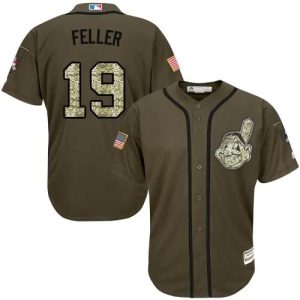 Cleveland Indians #19 Bob Feller Authentic Green MLB Baseball Jersey, MLB Indians Jersey