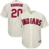 Cleveland Indians #20 Eddie Robinson Authentic Navy Blue MLB Baseball Jersey, MLB Indians Jersey