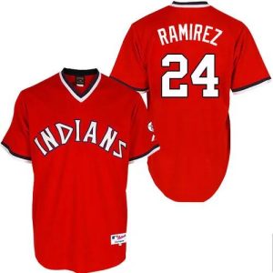 Cleveland Indians #24 Manny Ramirez Authentic Red 1974 Turn Back The Clock MLB Baseball Jersey