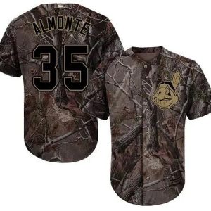 Cleveland Indians #35 Abraham Almonte Authentic Camo Realtree MLB Baseball Jersey