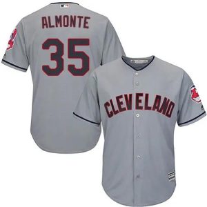 Cleveland Indians #35 Abraham Almonte Replica Grey MLB Baseball Jersey
