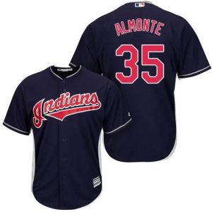 Cleveland Indians #35 Abraham Almonte Replica Navy Blue MLB Baseball Jersey
