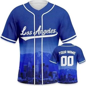 Custom Baseball City Los Angeles Dodgers Night Skyline Baseball Jersey, MLB Dodgers jersey